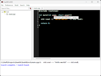 I integrated Language Server Protocol (LSP) support using clangd and implemented a Find in Files feature.